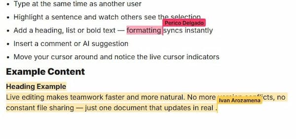 Modifiez documents et tâches ensemble en temps réel