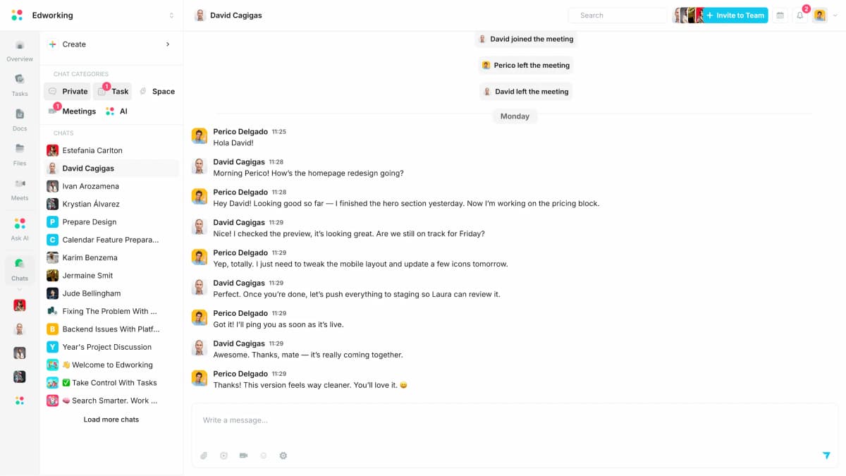Team Chat Organized by Context