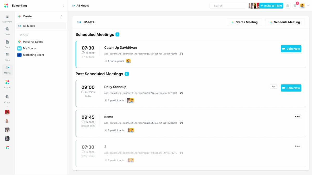 Video Calls Built Into Your Workspace